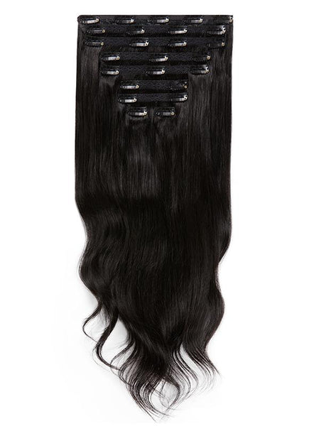 24 Inch Deluxe Clip in Hair Extensions #1B Natural Black