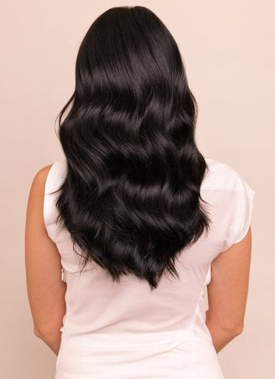 16 inch Deluxe Clip in Hair Extensions #1 Jet Black