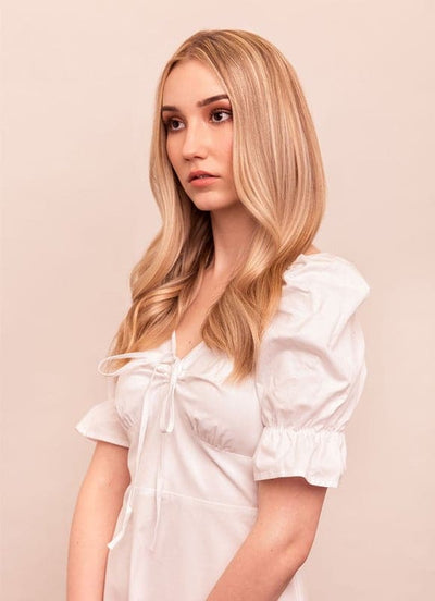 16 inch Ultimate Volume Clip in Hair Extensions Light Brown with Light Blonde Highlights