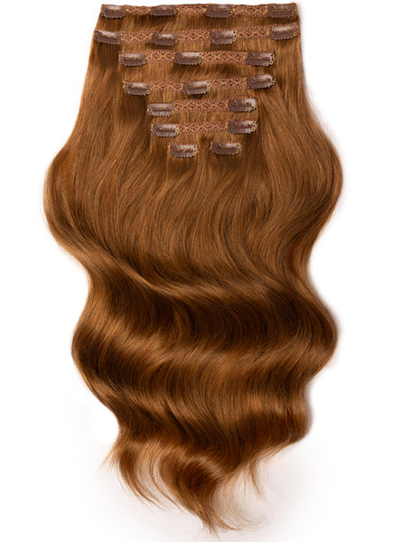 16 inch Full Volume Clip in Hair Extensions #6 Light Chestnut Brown