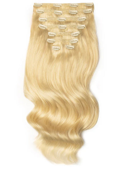 16 inch Full Volume Clip in Hair Extensions #613 Bleached Blonde