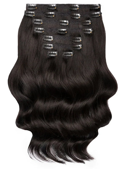 16 inch Deluxe Clip in Hair Extensions #1 Jet Black