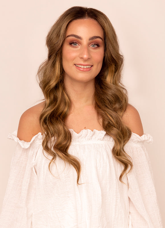 16 inch Full Volume Clip in Hair Extensions Dark & Light Brown Balayage