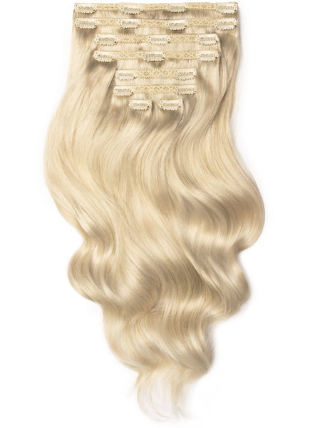 16 Inch Deluxe Clip in Hair Extensions #60W Platinum Blonde