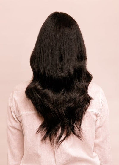 16 inch Deluxe Clip in Hair Extensions #1B Natural Black