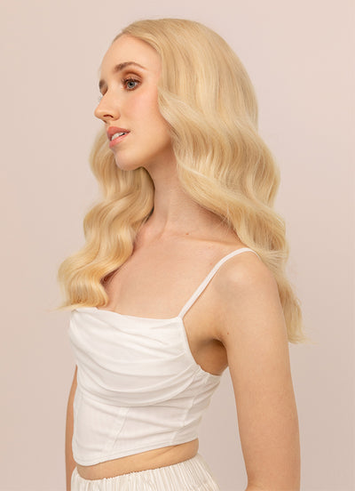 16 inch Deluxe Clip in Hair Extensions #613 Bleached Blonde