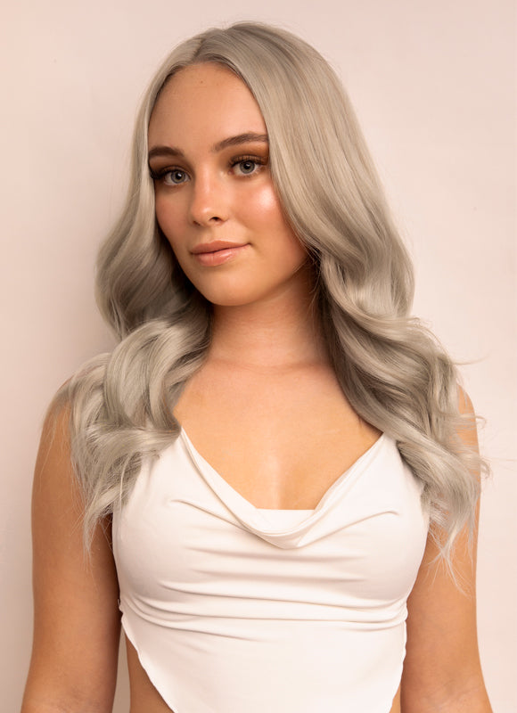 16 inch Full Volume Clip in Hair Extensions Silver
