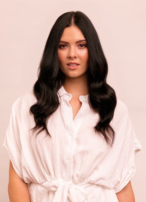 16 inch Full Volume Clip in Hair Extensions #1B Natural Black