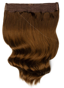 16 inch Invisible Wire Hair Extensions Dark to Medium Brown Ombre