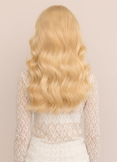 16 inch Invisible Wire Hair Extensions in #613 Bleached Blonde