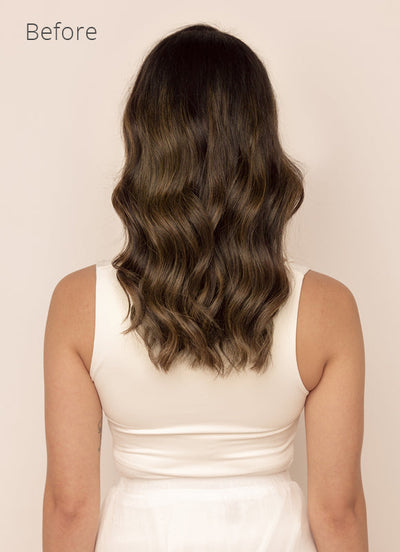 16 inch Invisible Wire Hair Extensions Mocha & Medium Brown Balayage