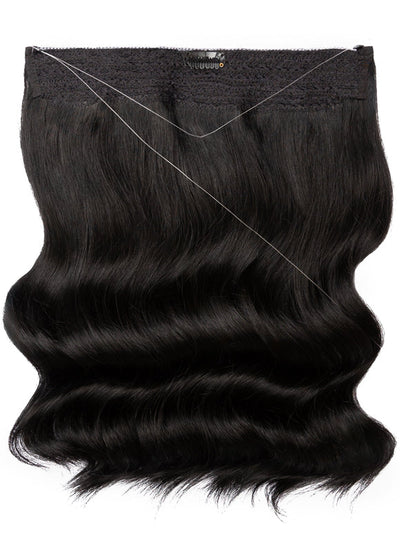 16 inch Invisible Wire Hair Extensions in #1 Jet Black
