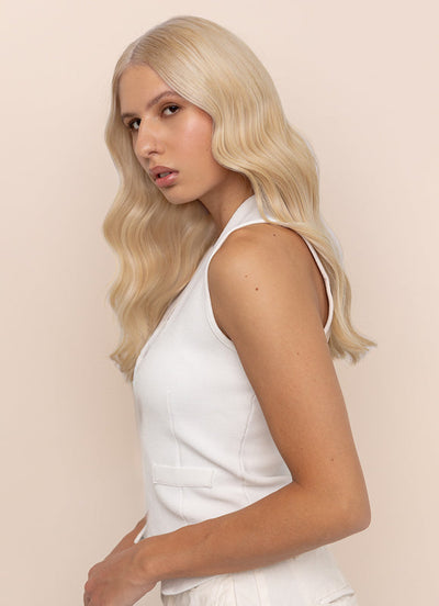 16 inch Invisible Wire Hair Extensions in Ice Blonde