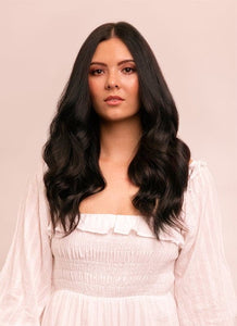 16 inch Invisible Wire Hair Extensions in #1B Natural Black