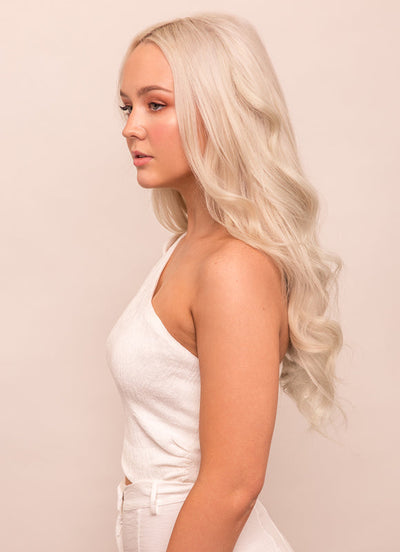 16 inch Invisible Wire Hair Extensions in #60W Platinum Blonde