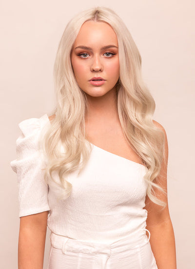 16 inch Invisible Wire Hair Extensions in #60W Platinum Blonde