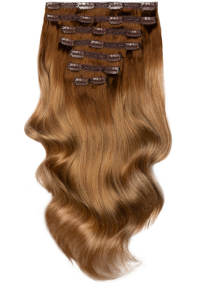 16 inch Ultimate Volume Clip in Hair Extensions Medium to Golden Brown Ombre