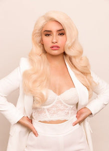 20 Inch Full Lace Human Hair Wig #613 Bleached Blonde