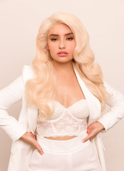 20 Inch Full Lace Human Hair Wig #613 Bleached Blonde