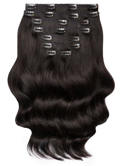 20 inch Deluxe Clip in Hair Extensions #1B Natural Black