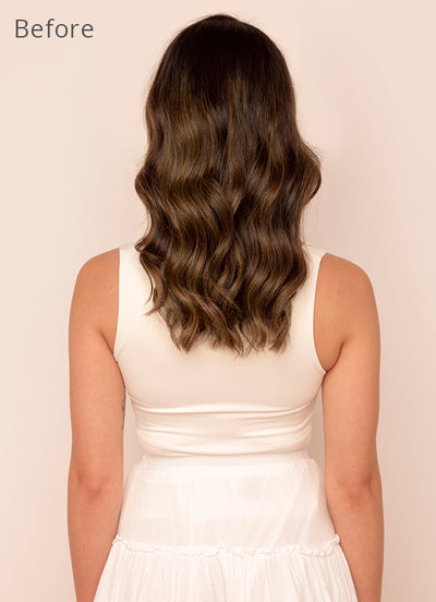 20 inch Ultimate Volume Clip in Hair Extensions  Mocha & Medium Brown Balayage