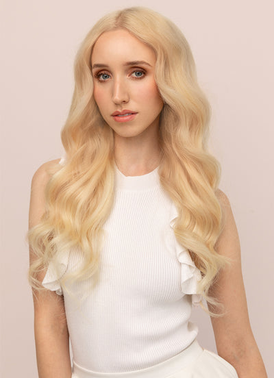20 inch Full Volume Clip in Hair Extensions #613 Bleached Blonde