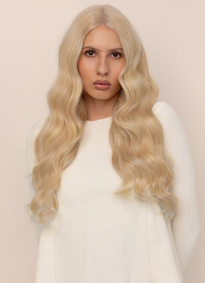 20 inch Full Volume Clip in Hair Extensions Ice Blonde