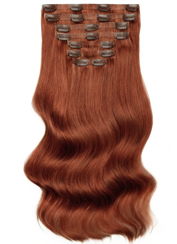 20 inch Seamless Clip in Hair Extensions #33 Dark Auburn Red