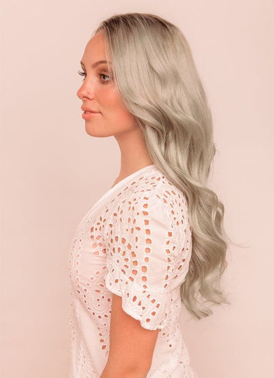 20 inch Remy Tape Hair Extensions Silver