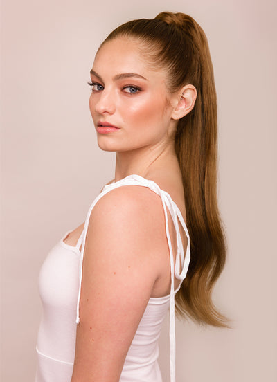 22 Inch Clip in Ponytail Extension #4 Medium Brown