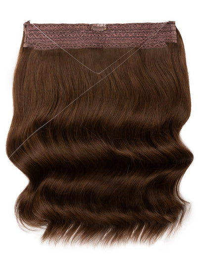 22 inch Invisible Wire Hair Extensions in #2 Dark Brown