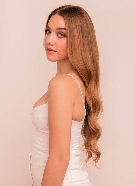 22 inch Invisible Wire Hair Extensions in #8 Chestnut Brown