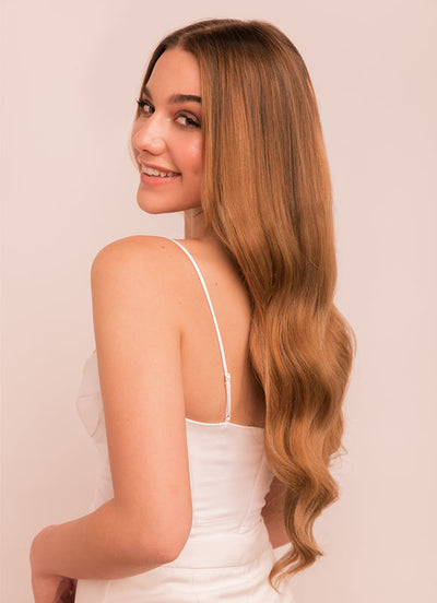 22 inch Invisible Wire Hair Extensions in #8 Chestnut Brown