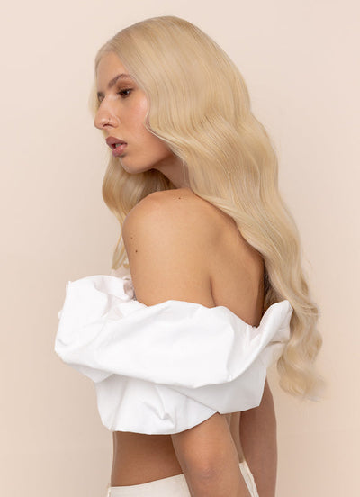 22 inch Invisible Wire Hair Extensions in Ice Blonde