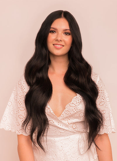 22 inch Invisible Wire Hair Extensions in #1B Natural Black