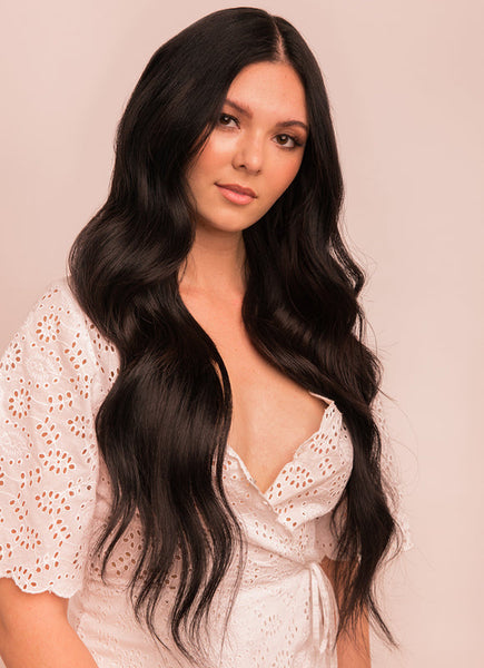 22 inch Invisible Wire Hair Extensions in #1B Natural Black