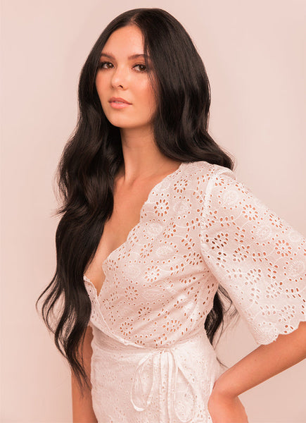 22 inch Invisible Wire Hair Extensions in #1B Natural Black