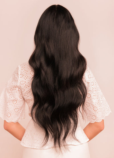 22 inch Invisible Wire Hair Extensions in #1B Natural Black