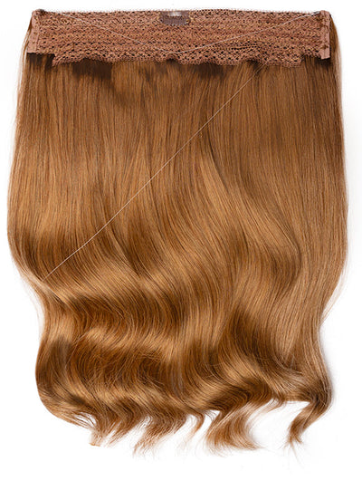 22 inch Invisible Wire Hair Extensions in Medium to Chestnut Brown Ombre