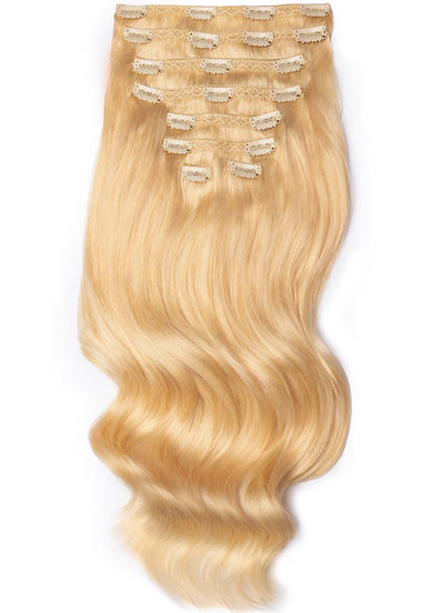 16 inch Full Volume Clip in Hair Extensions #613 Bleached Blonde