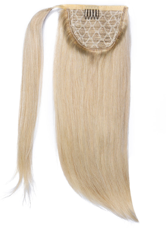 16 inch Clip in Ponytail Extension #60W Platinum Blonde