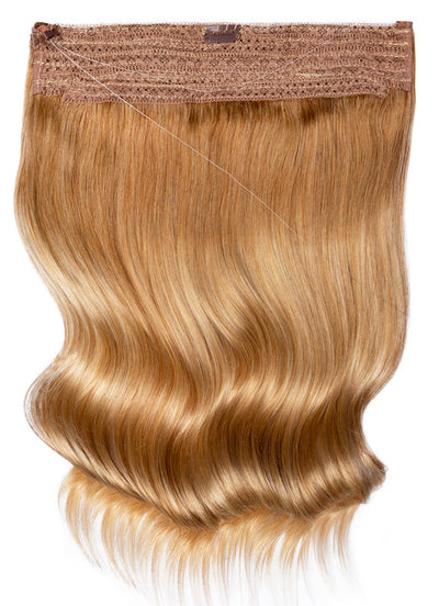 16 inch Invisible Wire Hair Extensions Light Brown & Blonde Balayage