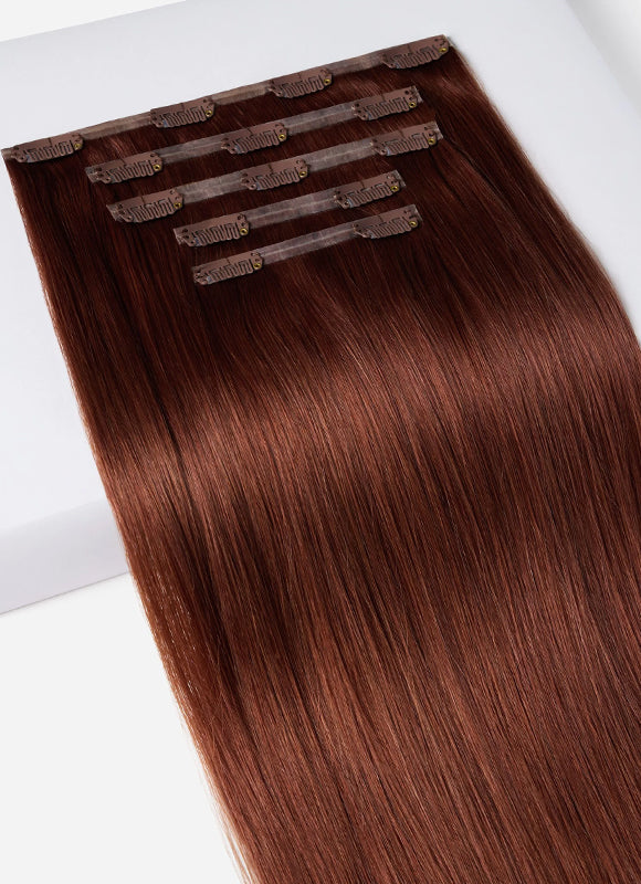 20 inch Seamless Clip in Hair Extensions #33 Dark Auburn Red
