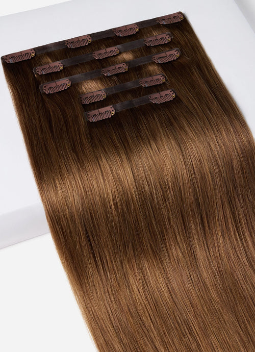 20 inch Seamless Clip in Hair Extensions #6 Light Chestnut Brown