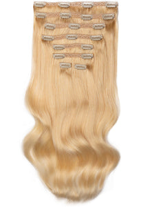 16 Inch Full Volume Clip in Hair Extensions #613 Bleached Blonde