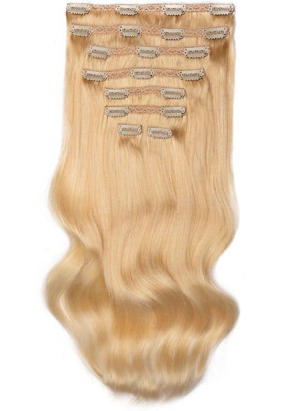 16 Inch Ultimate Volume Clip in Hair Extensions #613 Bleached Blonde