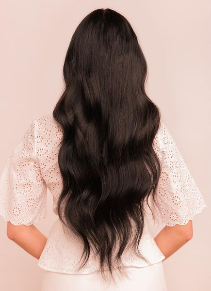 22 Inch Invisible Wire Hair Extensions #1B Natural Black