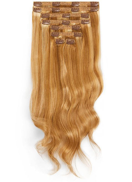 16 Inch Full Volume Clip in Hair Extensions #8/613 Brown/ Blonde Mix