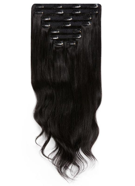 20 Inch Full Volume Clip in Hair Extensions #1B Natural Black
