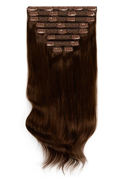 16 Inch Deluxe Clip in Hair Extensions #1C Mocha Brown